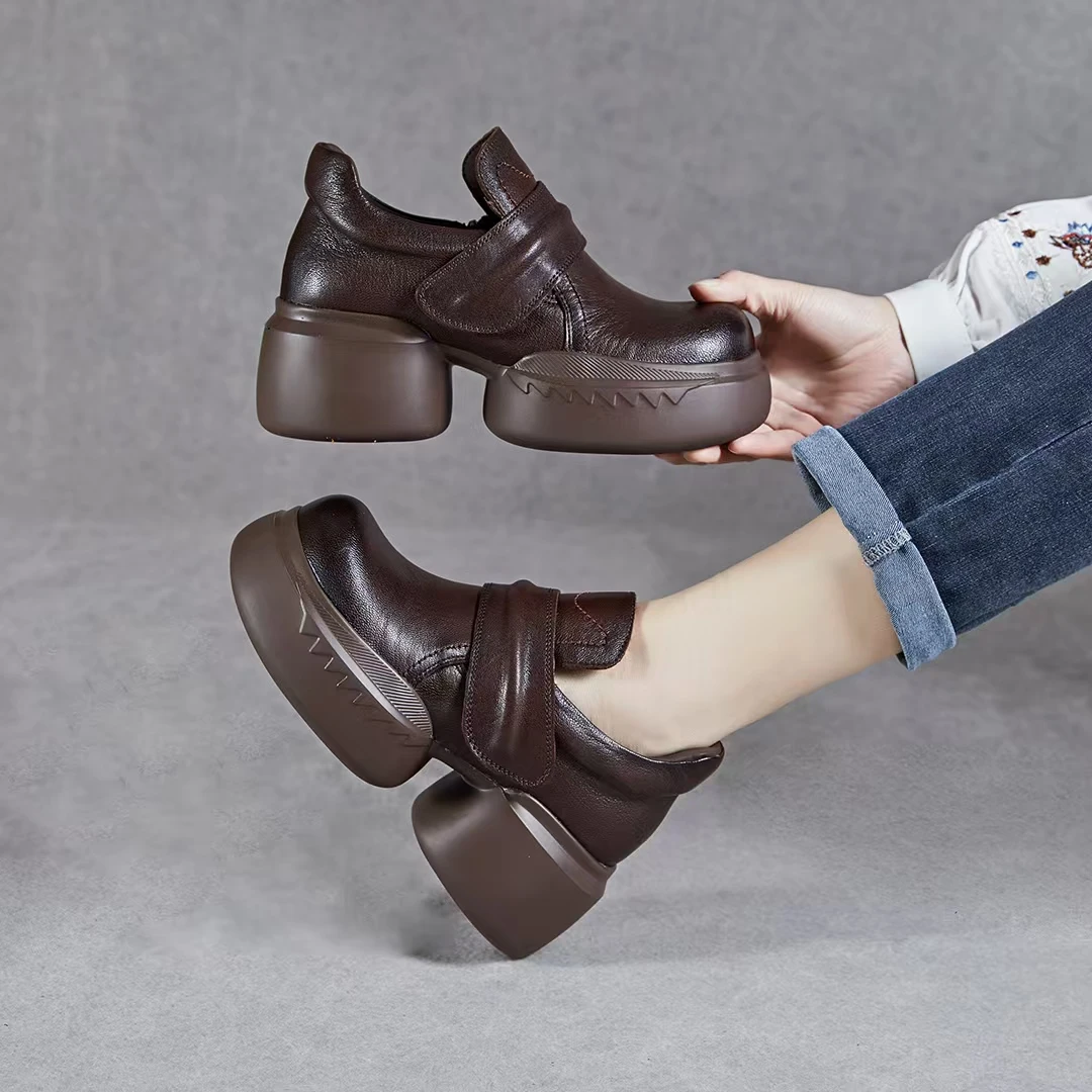 妞35933真皮时尚厚底单鞋