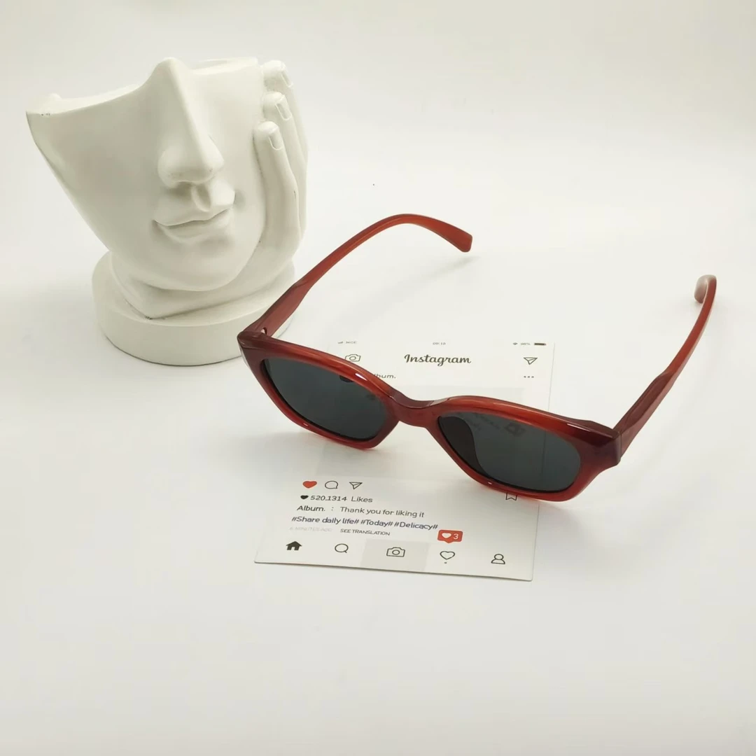 【5232】复古红墨镜偏光套镜新款太阳镜防晒防紫外线显脸小高级感