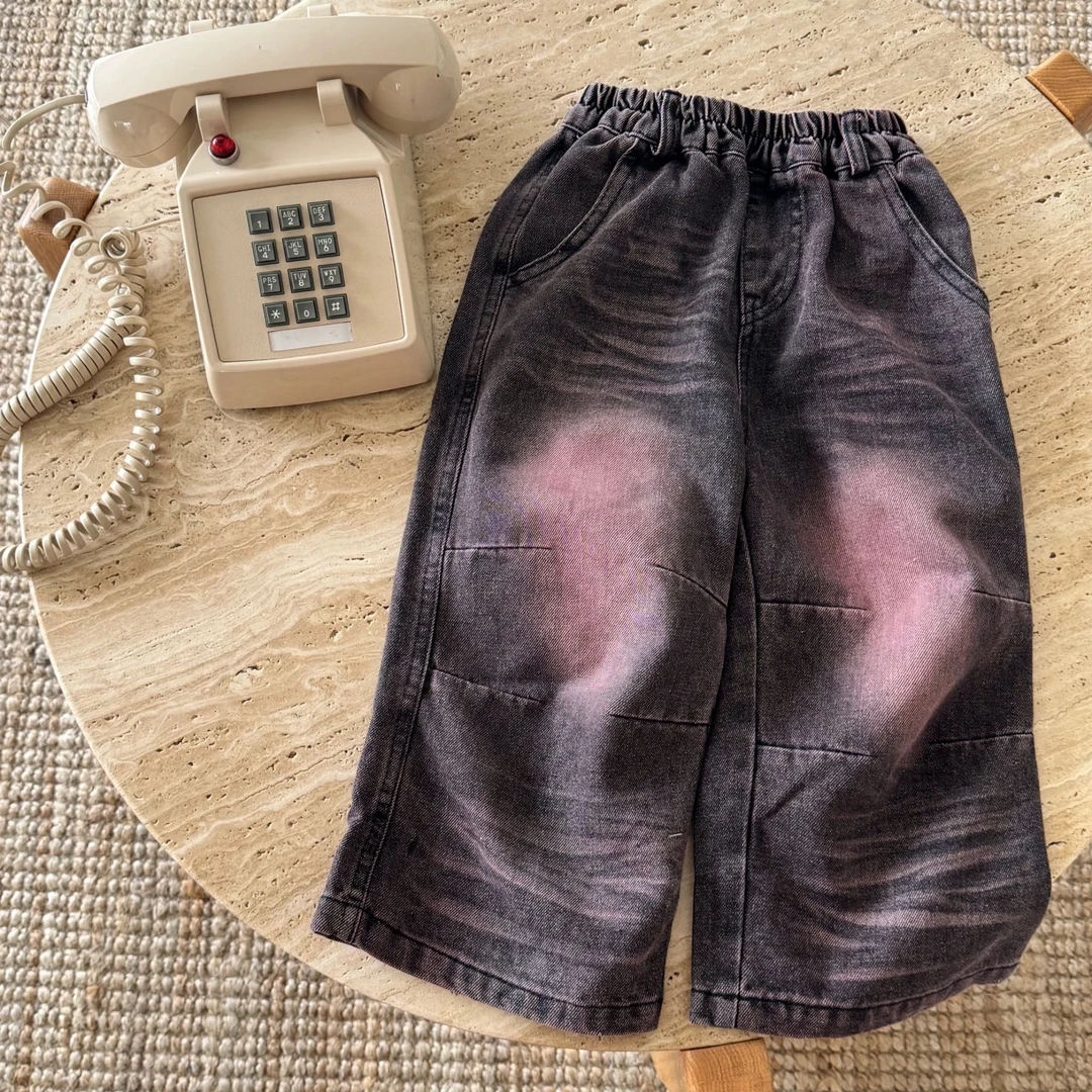 Z6018【现货】韩版儿童水洗渐变直筒牛仔裤