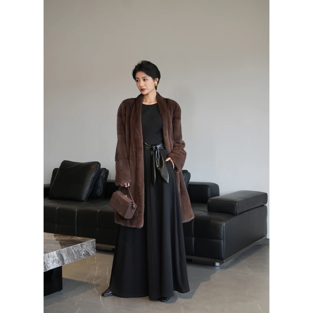 【哥本之旅】私服 中古款哥本哈根紫标天鹅绒全抽刀水貂皮草长大衣