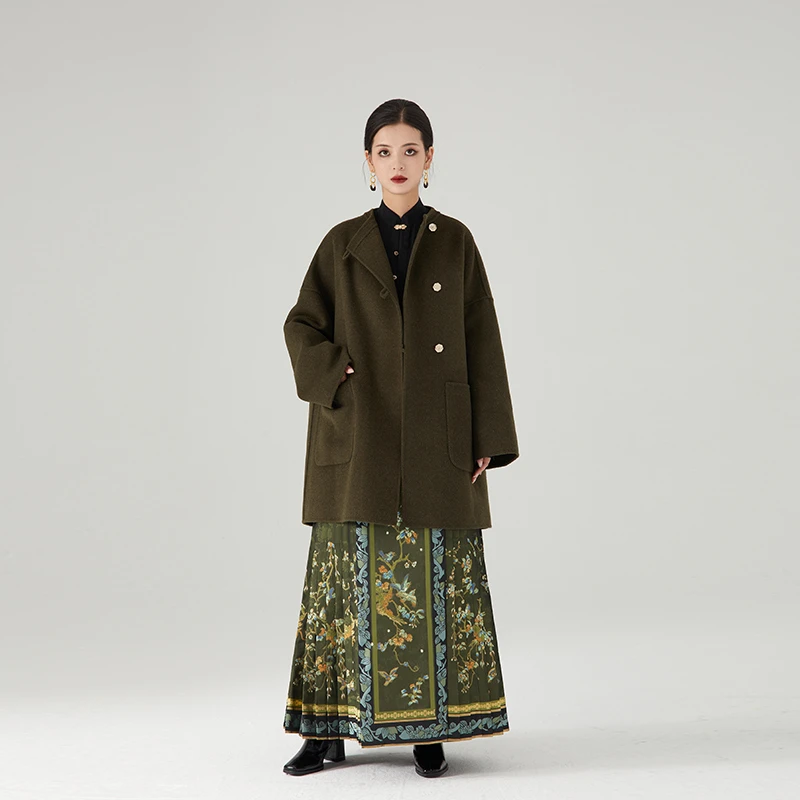 随时anytime 予怀改良羊毛双面呢大衣女2024年冬季新中式汉服外套