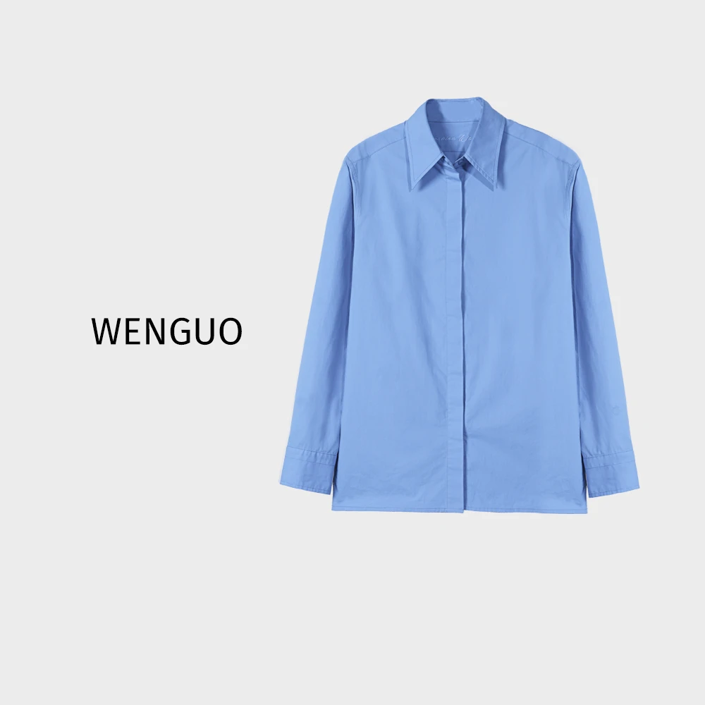 HUIZI【天空之镜】衬衫纯色长袖户外舒适时尚简约女士休闲经典翻领