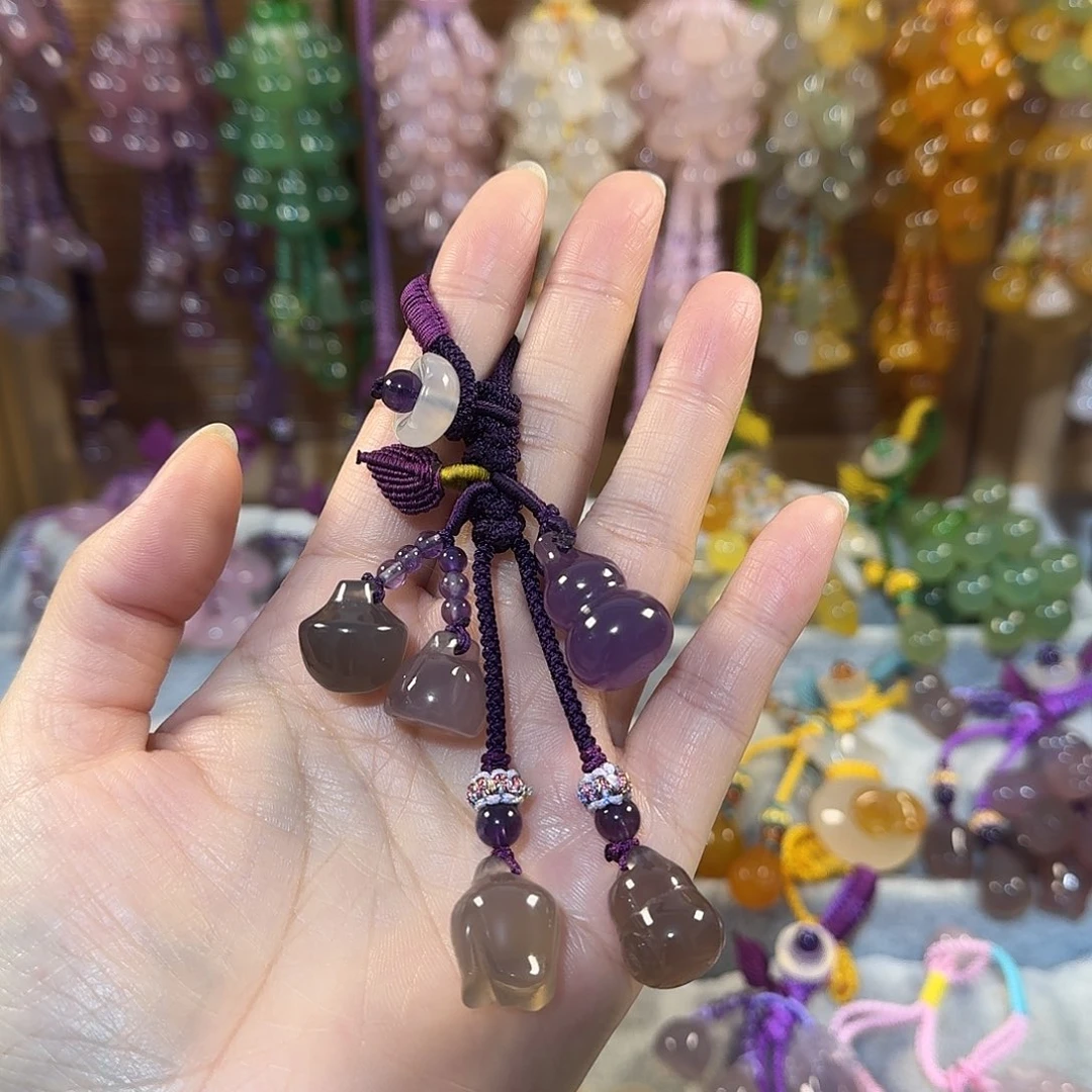 玛瑙/玉髓未镶嵌钥匙挂件