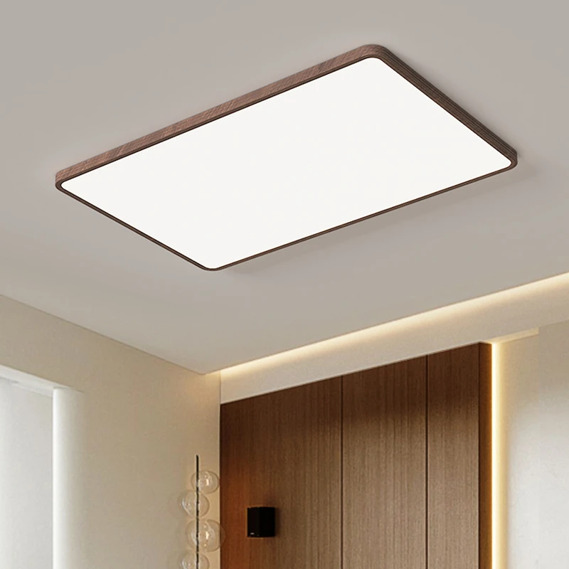 黑胡桃木色中古风客厅吸顶灯主灯新中式简约大气复古卧室房间灯