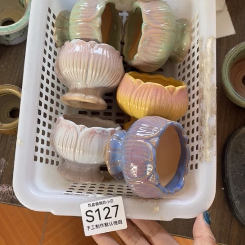 紫砂花盆瑕疵127口径5厘米左右