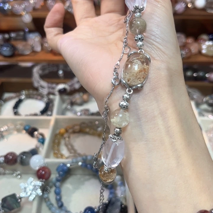 银S925镶嵌手链烟晶