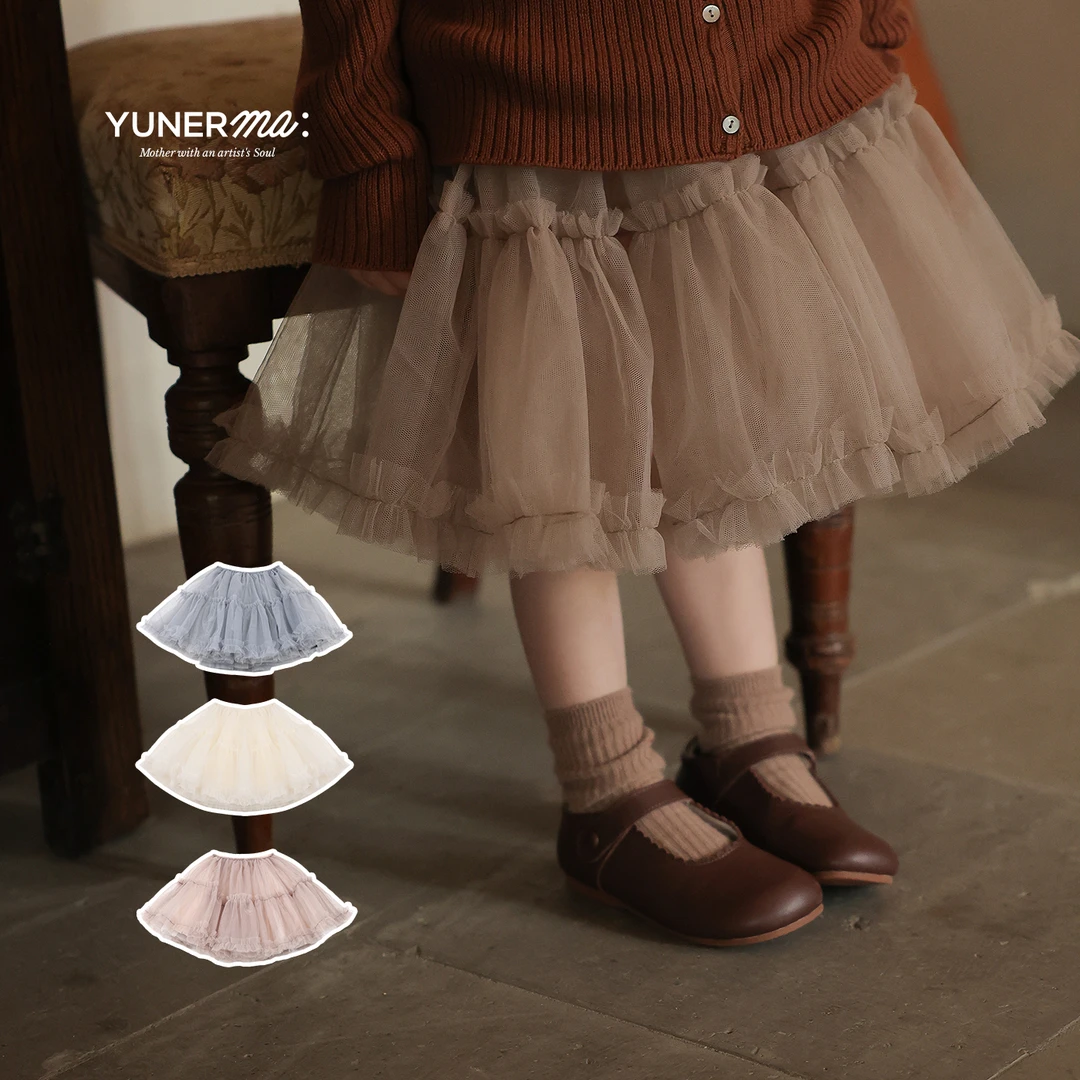 允儿妈女童秋季洋气蓬蓬纱半身裙宝宝幼儿园百搭纱纱裙儿童短裙子