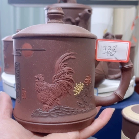 紫砂茶杯底槽清公鸡杯