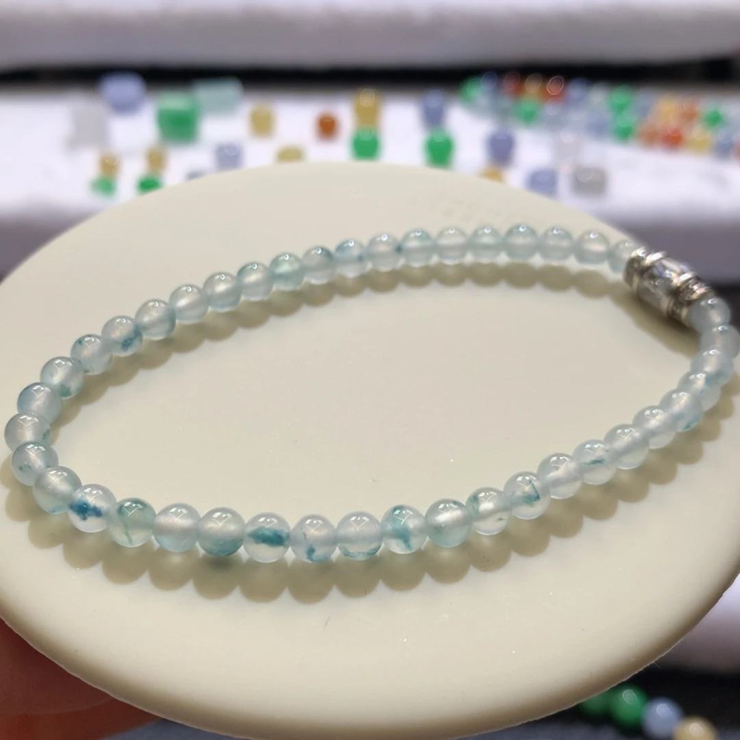 定制翡翠未镶嵌 毛货抛光定制 冰飘蓝花卡4.5 起胶