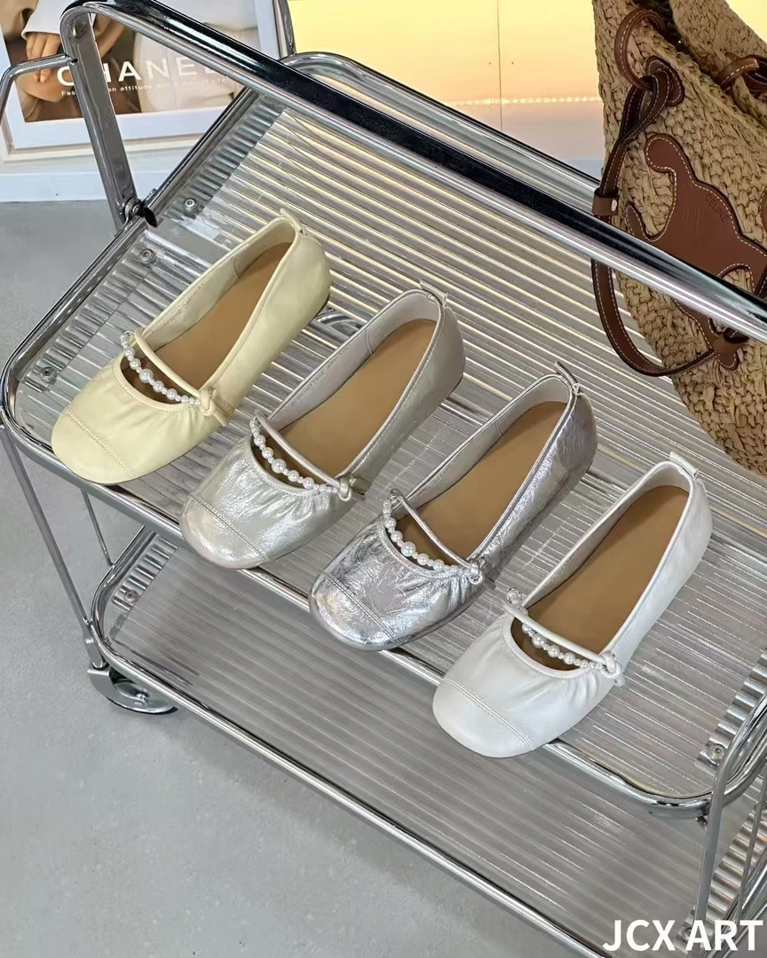 姬纯希皮面休闲风纯色浅口防滑单鞋女鞋乐福鞋方头圆头