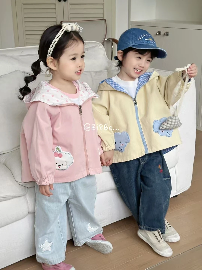 Bi8bo31122春季新款纯棉印花双面穿儿童外套