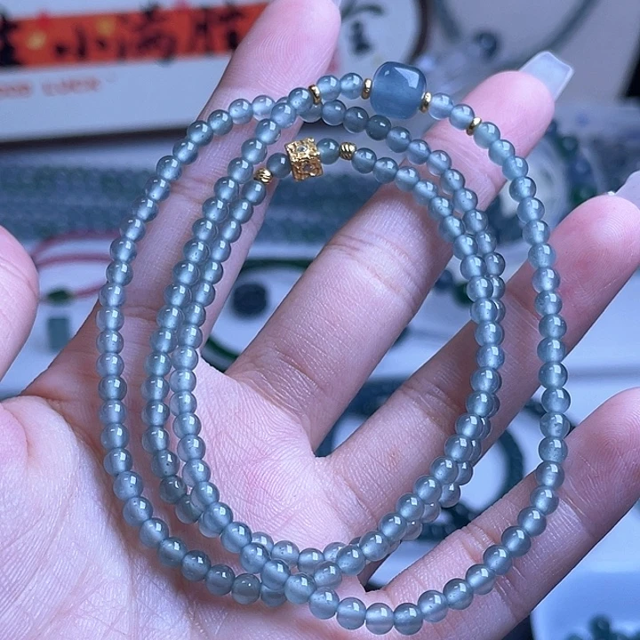 翡翠未镶嵌手串3.6mm手串配主主7.5mm