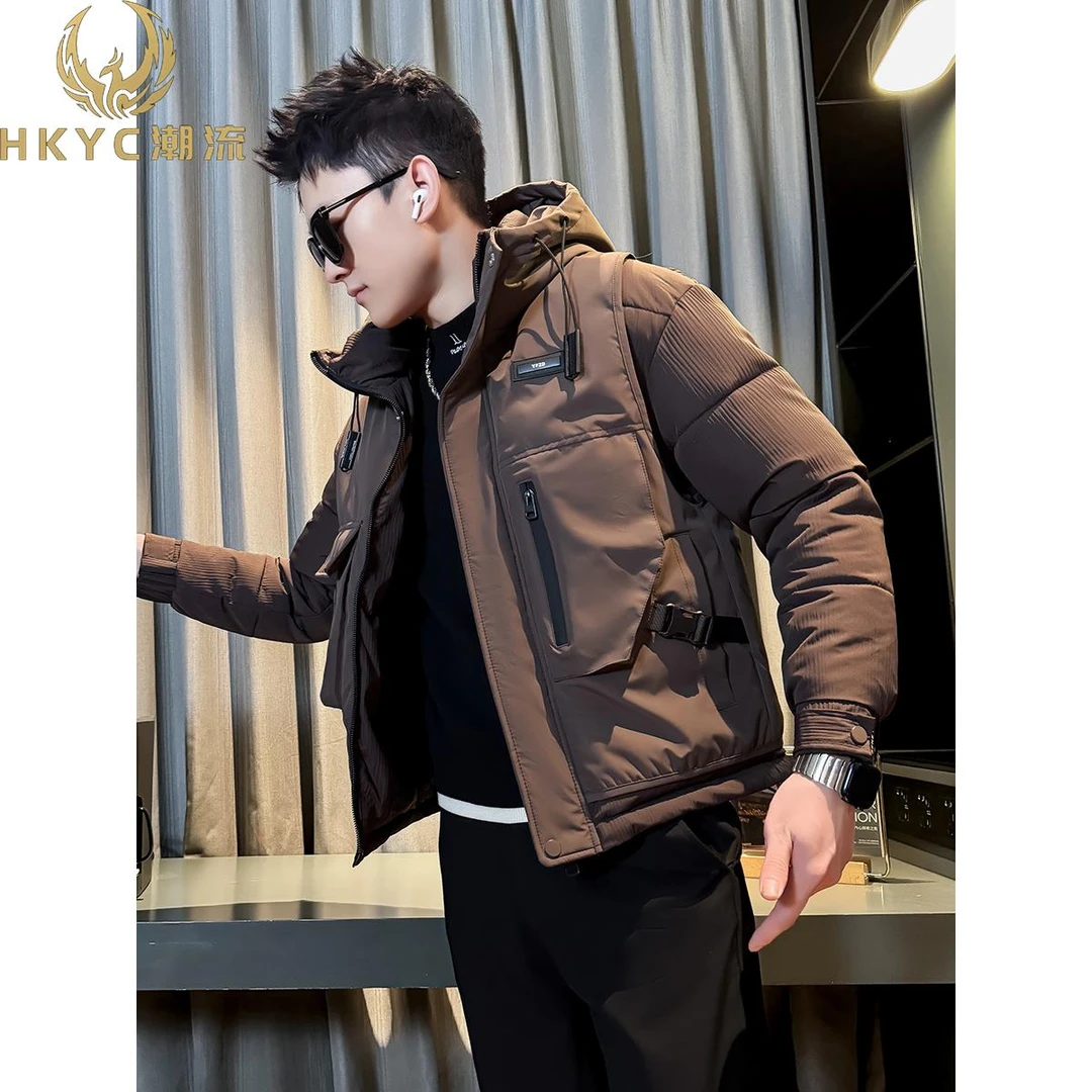 HKYC冬季连帽服男款高端潮牌棉袄2025新款爆款带帽棉衣保暖外套