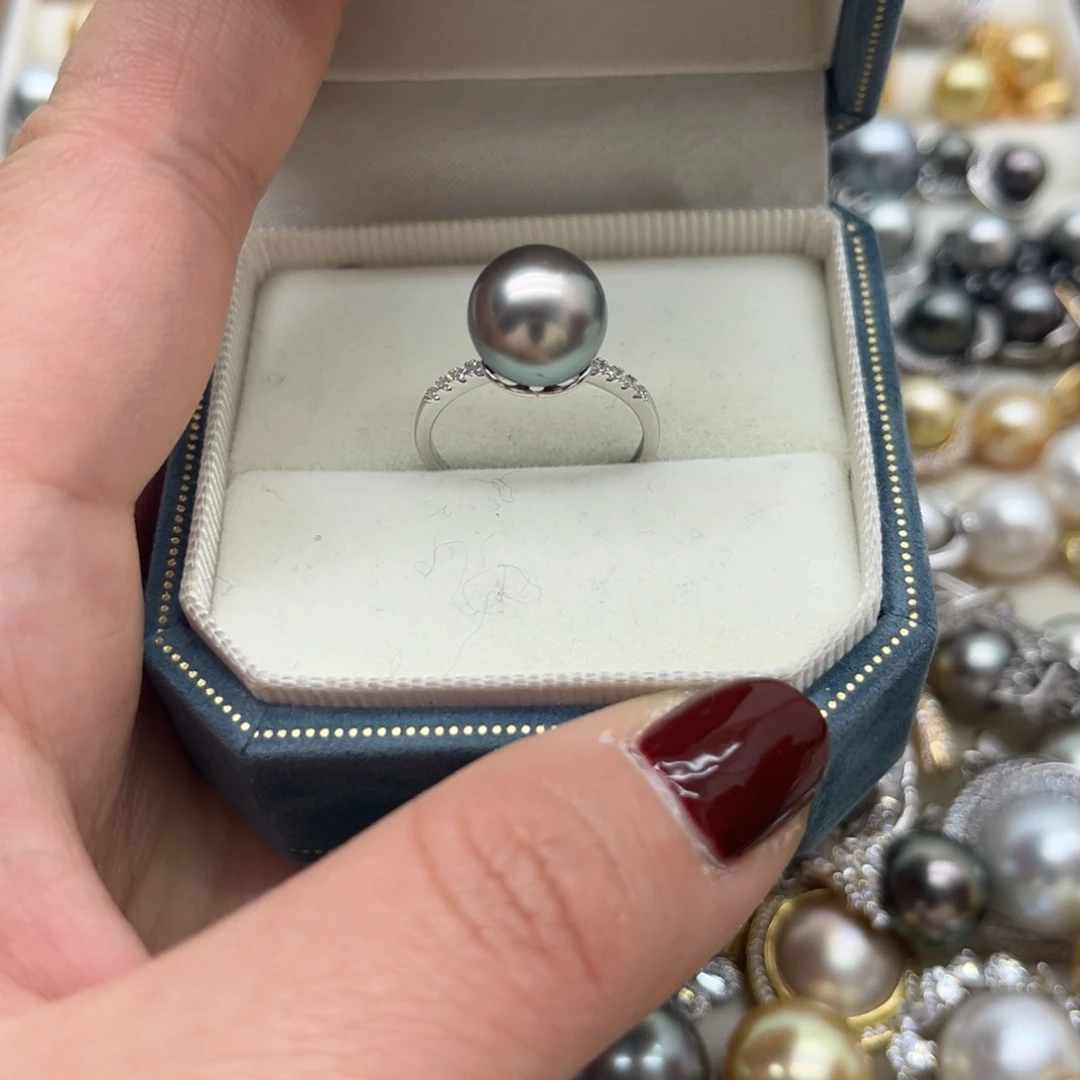 戒指海水珍珠银S925镶嵌