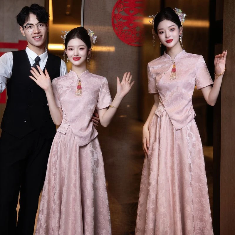大码胖mm旗袍订婚晚礼服2025新款新中式改良新娘敬酒服套装回门