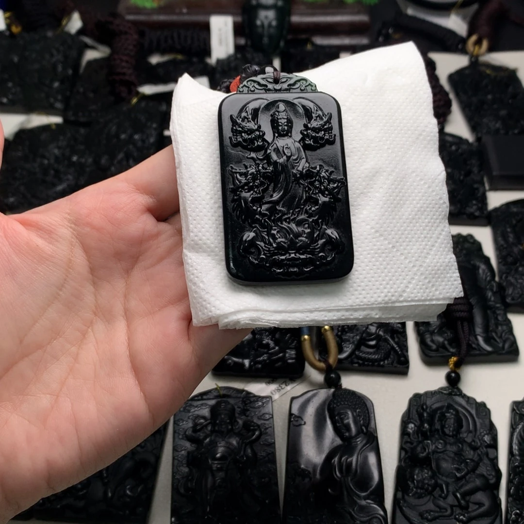 天然缅甸a货钢琴黑挂件