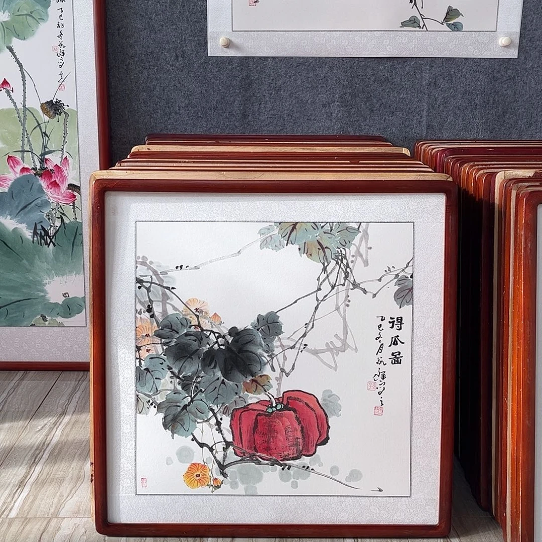 国画书画作品带框63×63