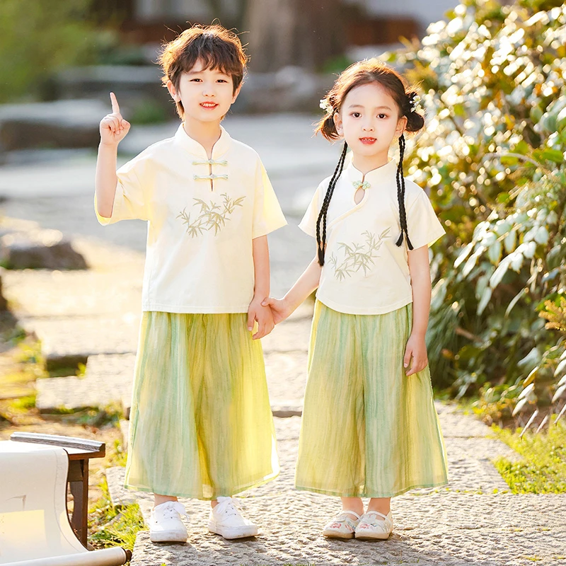 儿童夏季六一演出服2025新中式古风男女童大合唱诗歌朗诵表演服