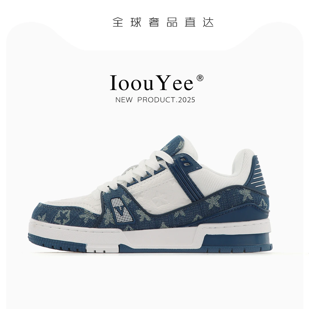 男士复古轻奢2025新款经典学生增高板鞋牛仔蓝工作鞋通勤穿情侣男