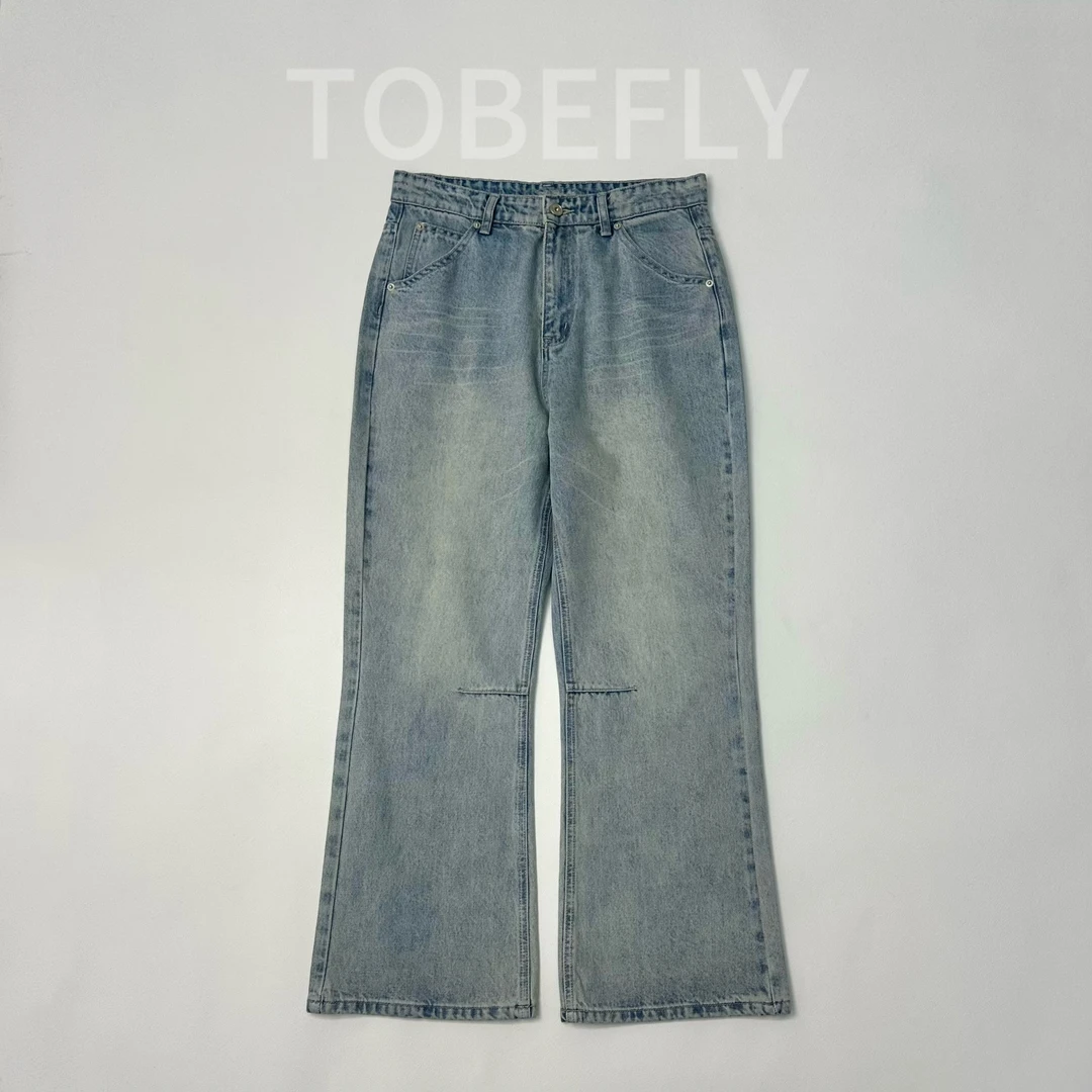 Tobefly基础牛仔裤蓝色黑色微喇春季新款N007