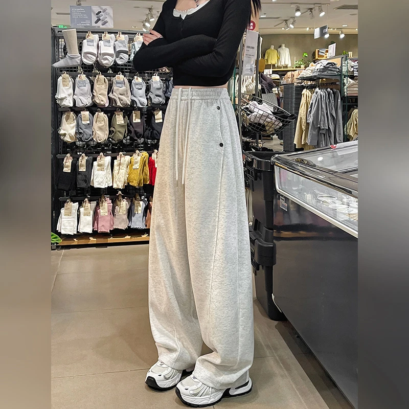 窄版轻弯刀卫裤子女春秋季2025新款宽松垂坠感慵懒休闲阔腿运动裤