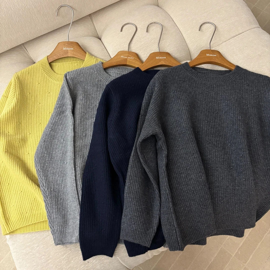 圆领百搭时尚纯色简约针织上衣72538