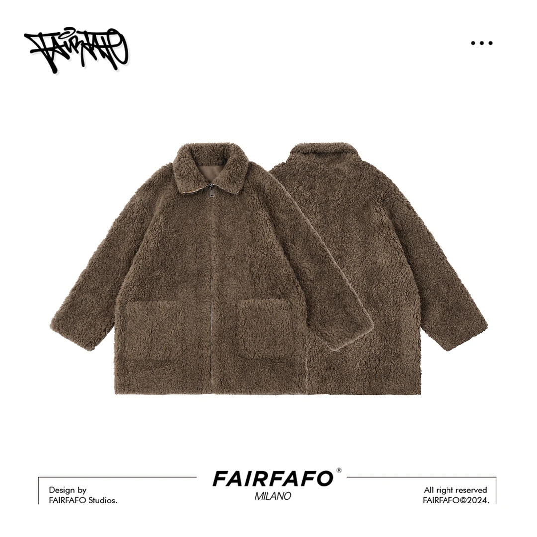 FAIRFAFO【立领中长款颗粒外套】100羊毛外套AB24WT927冬季复古休闲