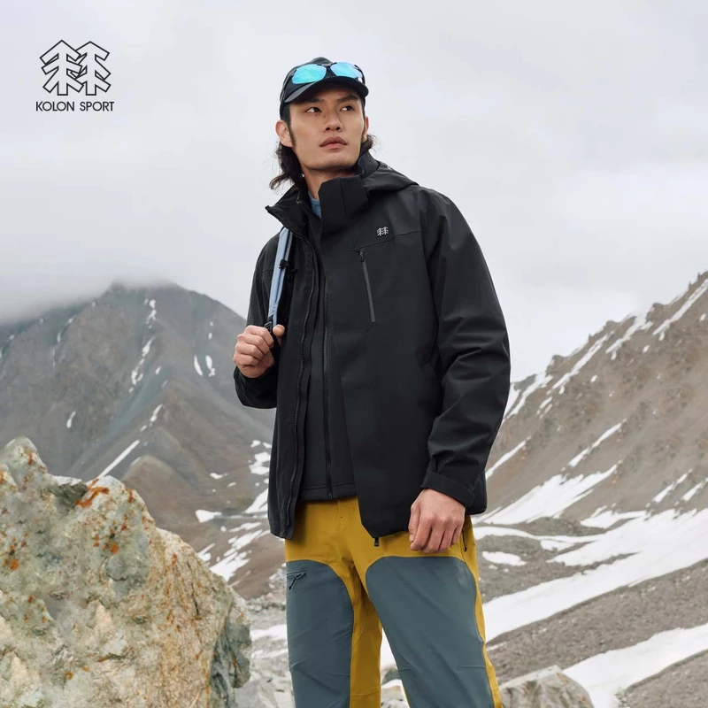 KOLON SPORT可隆冲锋衣2级防泼水防风男士软壳内胆三合一夹克
