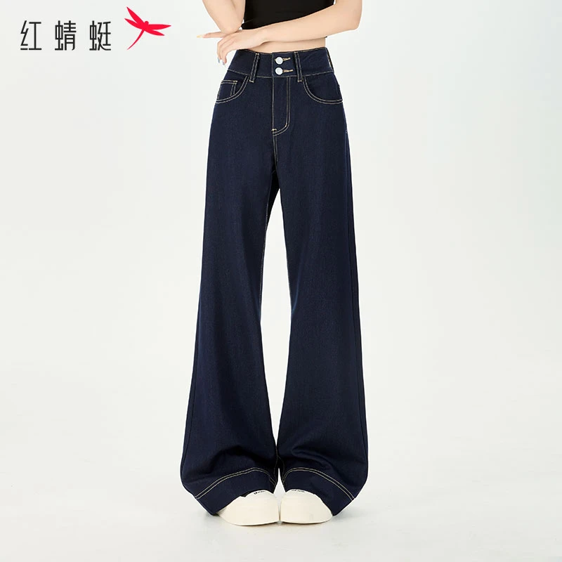 红蜻蜓新款2025裤子网红款透气不掉色抗皱时尚百搭微喇牛仔裤子DG