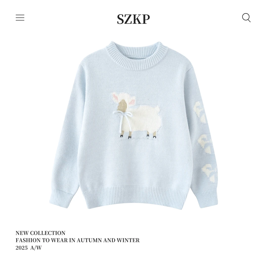 SZKP圆领针织上衣女童装中大童儿童洋气百搭冬款毛衣MFYD552624