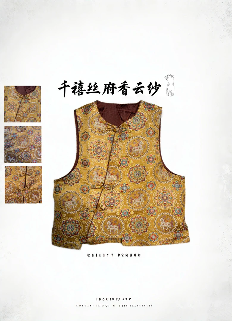 【千禧专属】1494香云纱桑蚕丝休闲时尚气质百搭中式宋锦马夹