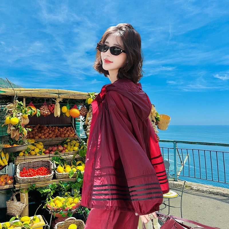 防晒衣女短款套装2025夏季新款薄款透气遮肉防晒服上衣短裤两件套