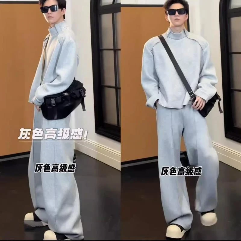 2025春季新款设计款休闲运动套装男女同款卫衣宽松潮牌长裤一整套