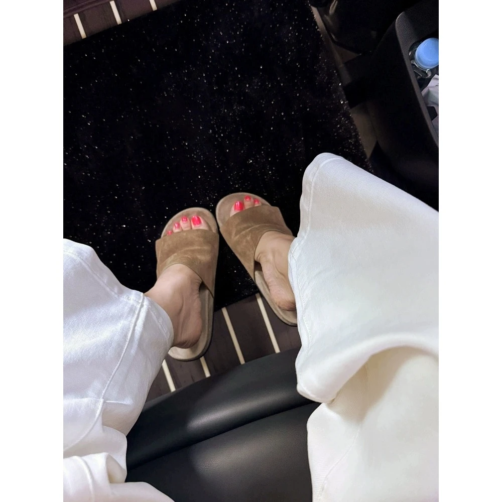 夏季新品极简简约百搭休闲反绒牛皮女士半拖YS-250618