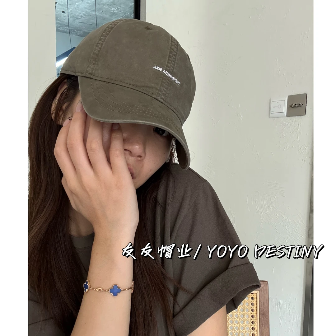 早秋新款soul刺绣棒球帽鸭舌帽大帽檐百搭显脸小休闲韩版ins软顶
