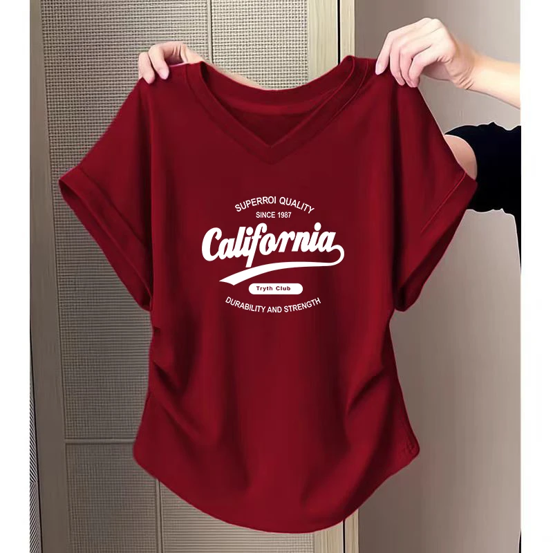 不规则圆弧下摆抽褶短袖T恤女士夏季新款韩版简约修身显瘦上衣潮