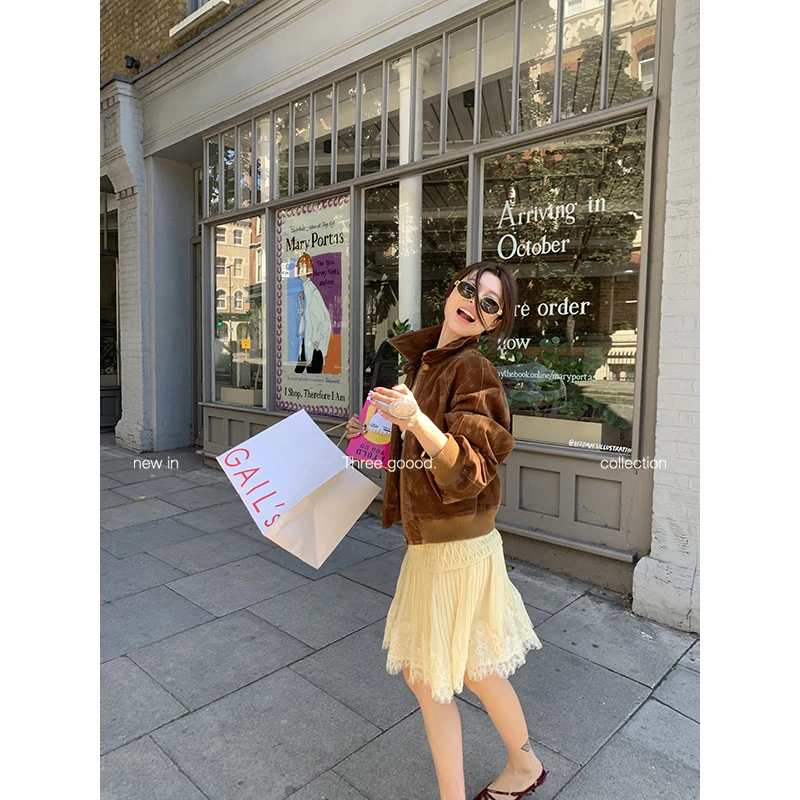 THREE GOOOD/三吉 做旧感M系绒感重工小翻领夹克外套Y725T11496