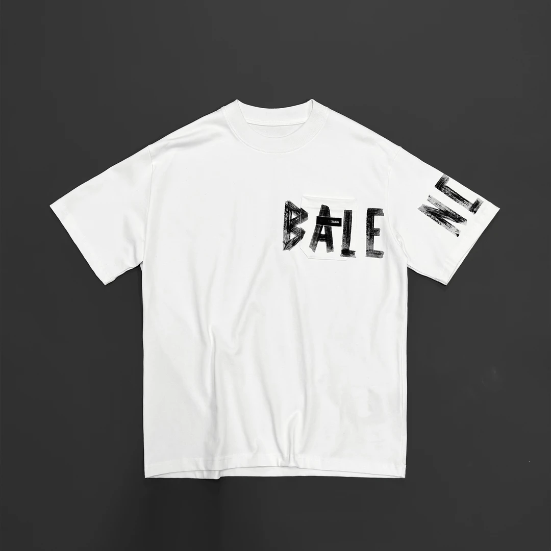 微阔时尚潮流：黑色白色T恤创意字母舒适口袋百搭款男女短袖设计师