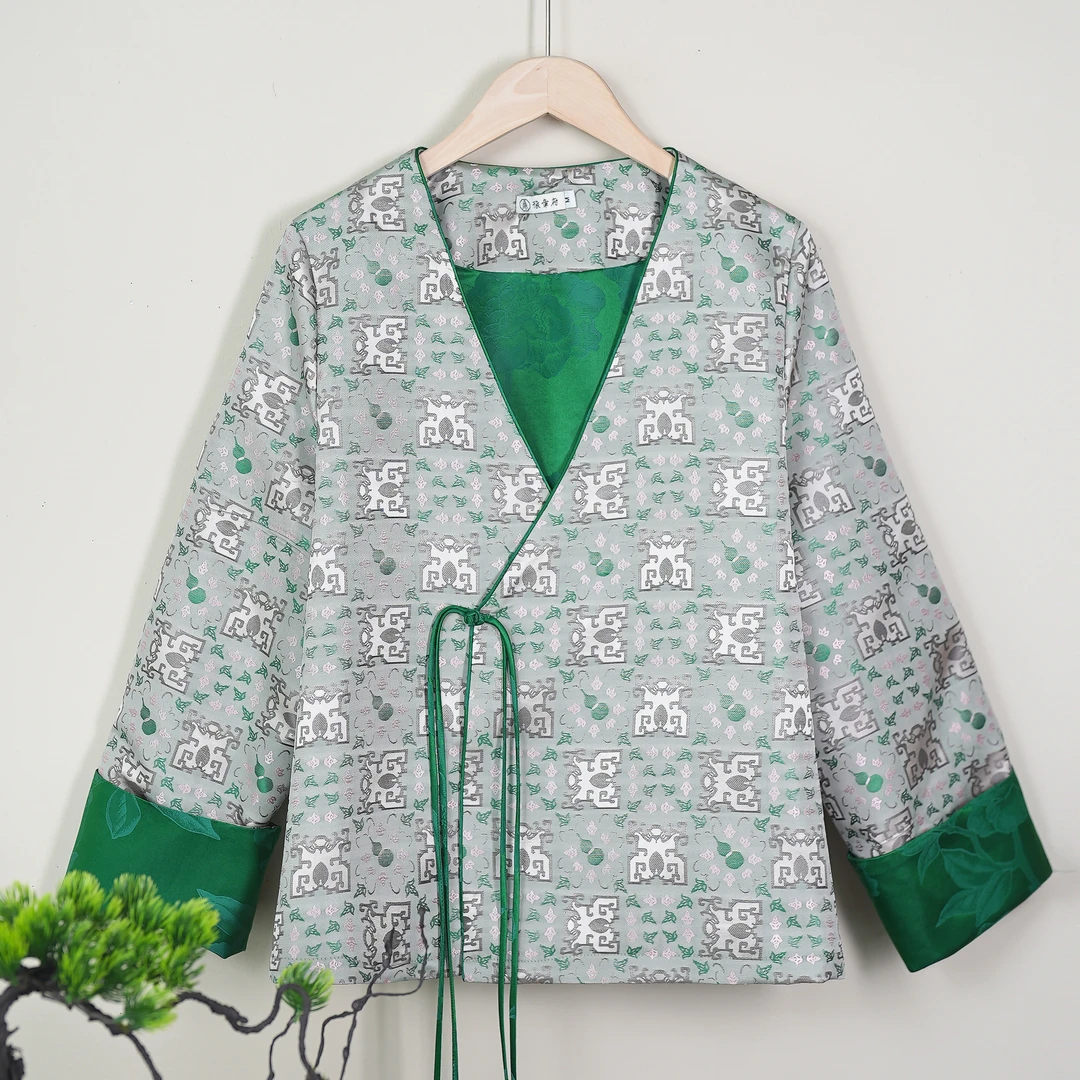 【福禄满堂】桑蚕丝宋锦新款日常气质高级感国风中式深V百搭外套