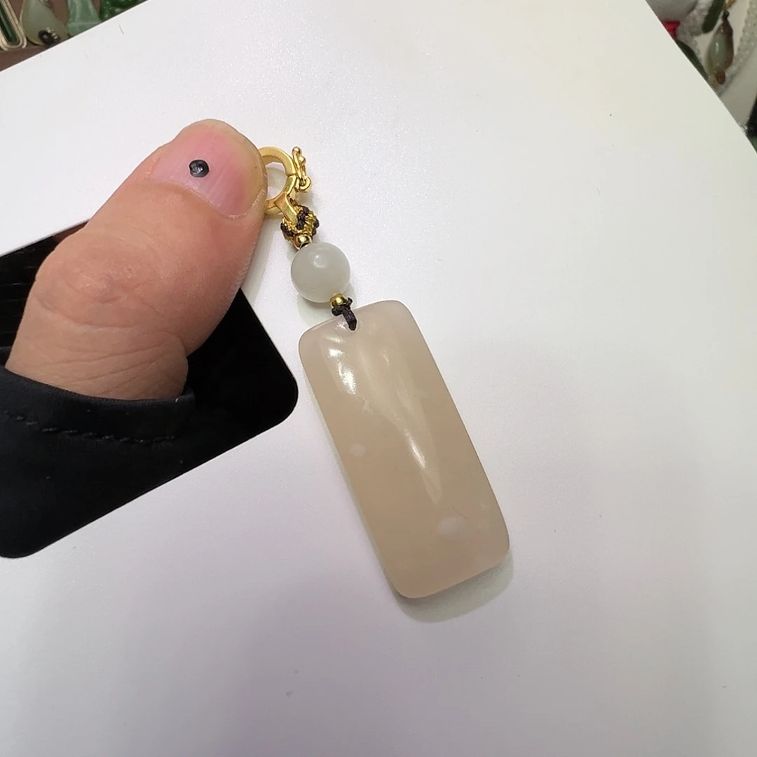 和田玉未镶嵌颈饰青海老坑冰藕粉意境飘雪花超美万能扣福利