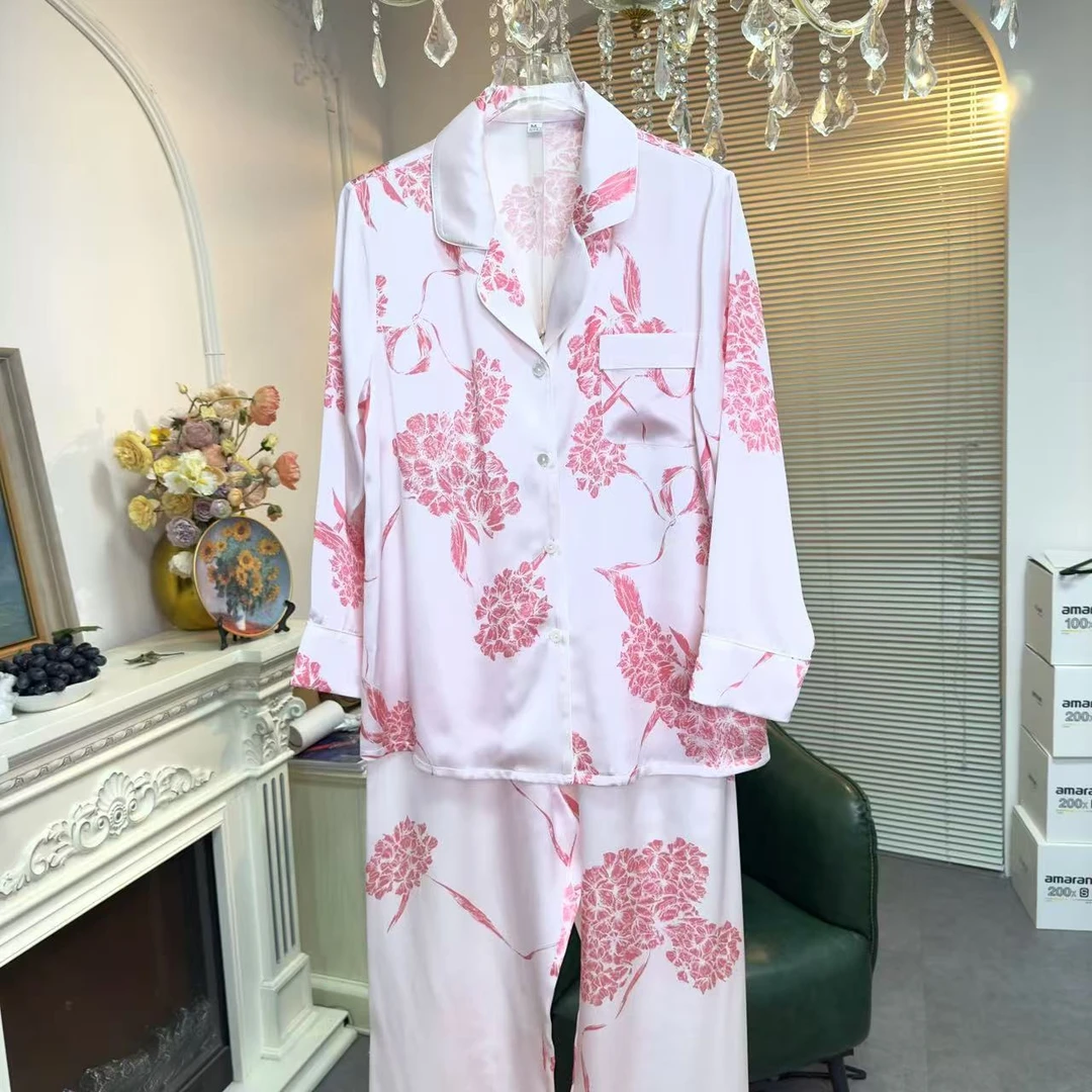 【老板娘自播】100%桑蚕丝重磅真丝套装长袖长裤T2269
