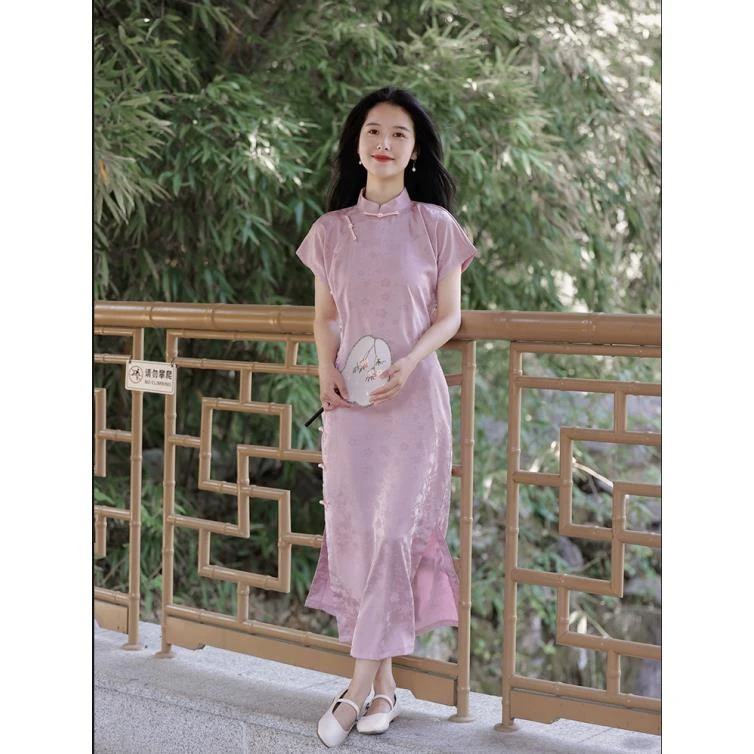 【佳人】古法全开襟旗袍2025春夏新款旗袍改良年轻款新中式显瘦