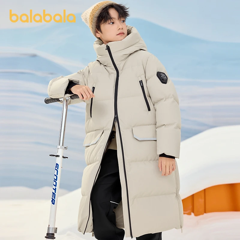 巴拉巴拉童装儿童羽绒服男童冬季中大童长款外套防护保暖时尚户外