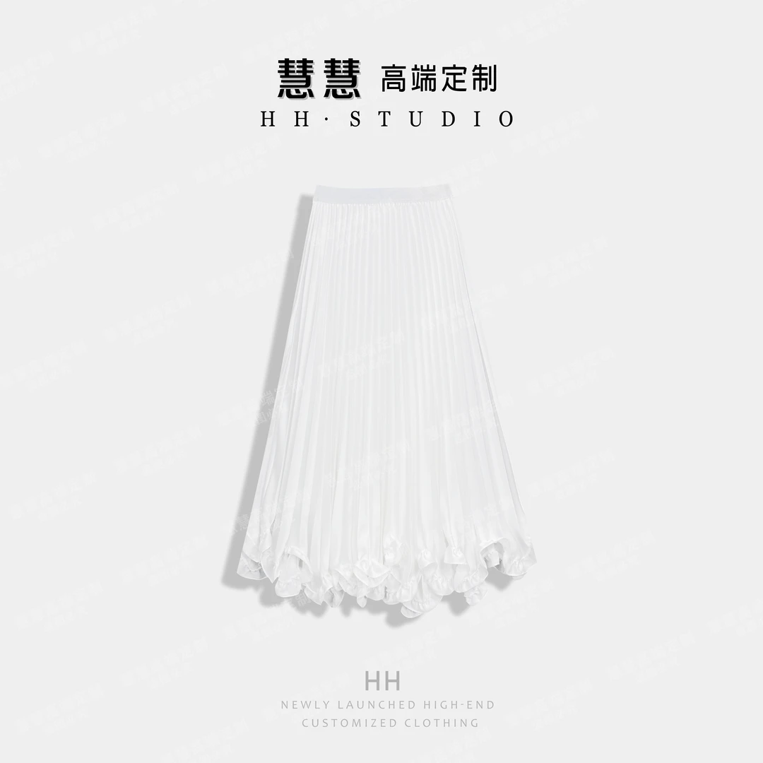 COCO Amoni夏季设计师款白百合收腰松紧潮流高腰半身裙AC129