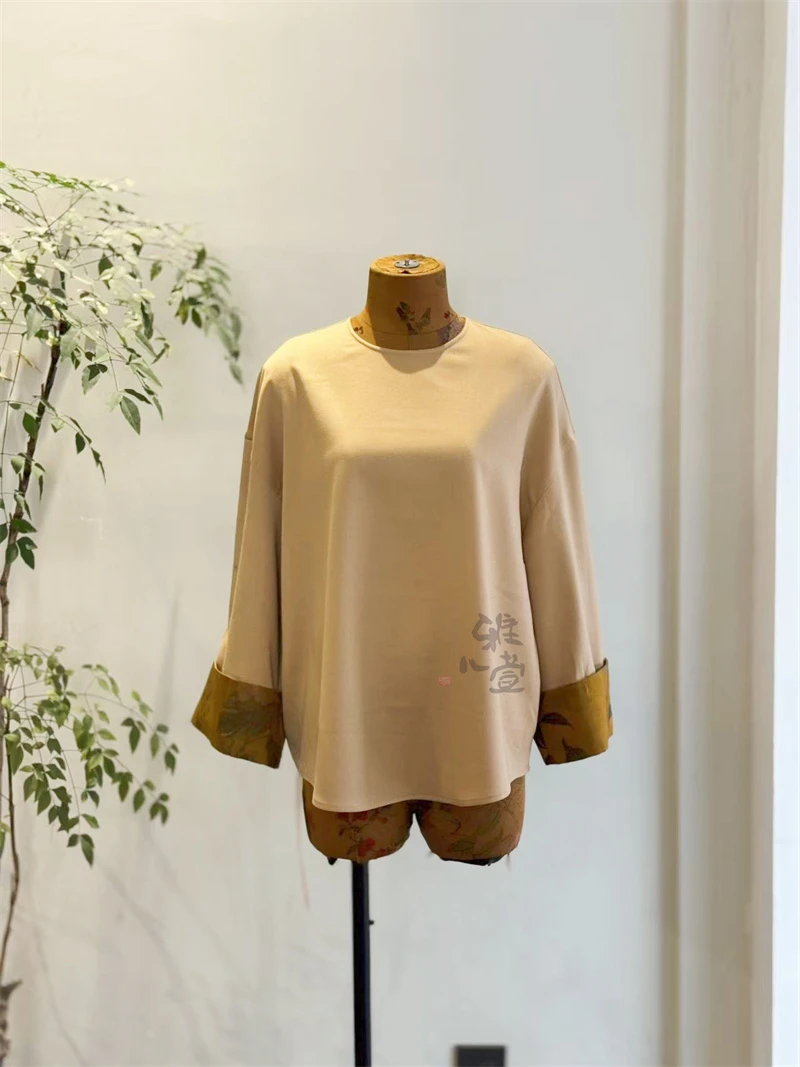 雅儿萱 2025 圆领宽袖翻边衬衣 定制