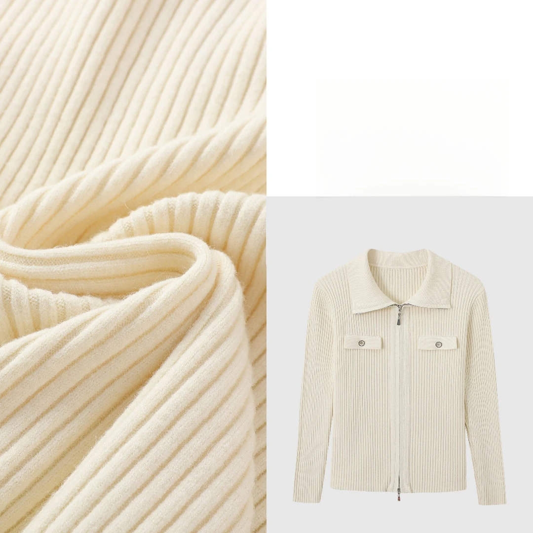 【纯色羊毛上衣双拉链】春款百搭时尚长袖Polo领清冷系禅意衣服女