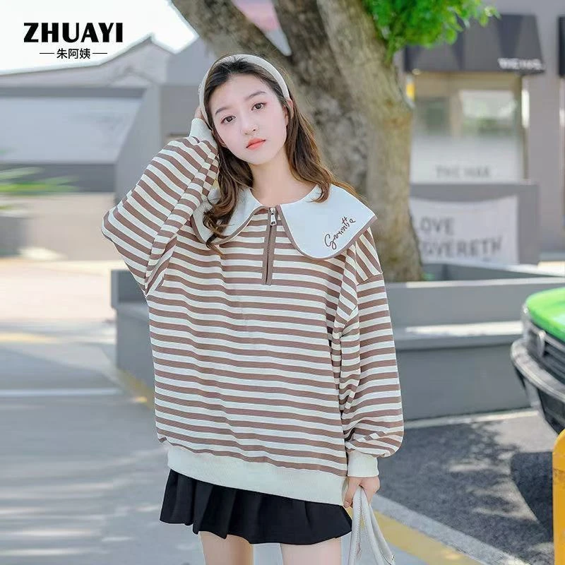 502051《现》韩版春季儿童休闲舒适条纹日常百搭翻领卫衣