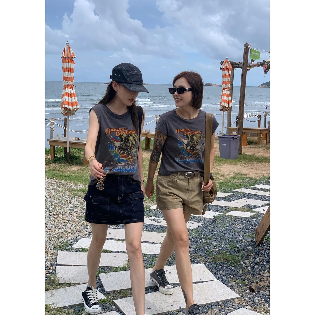 PH 《纽约街头》夏季美式复古文化印花天丝混纺休闲短袖T恤 PH2359