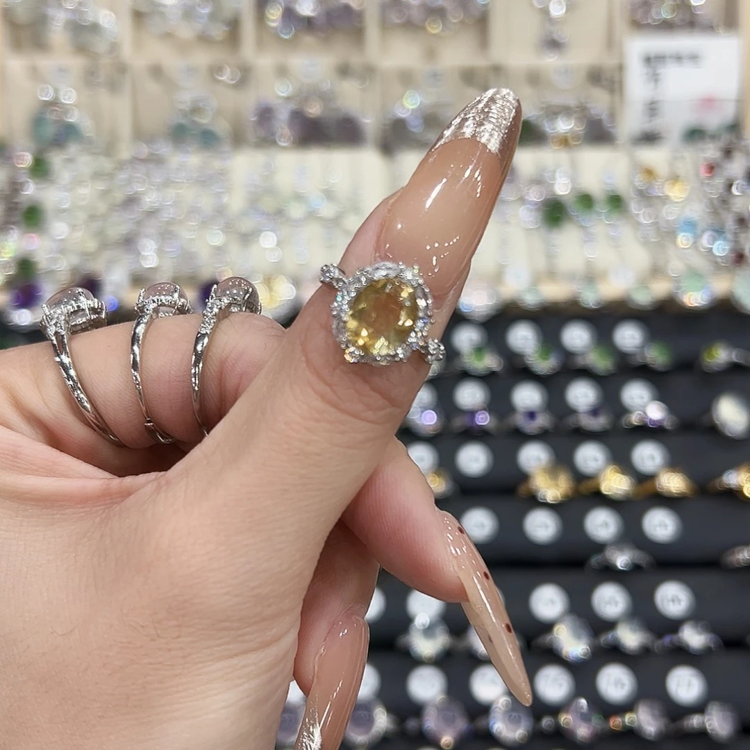 黄晶银S925镶嵌戒指