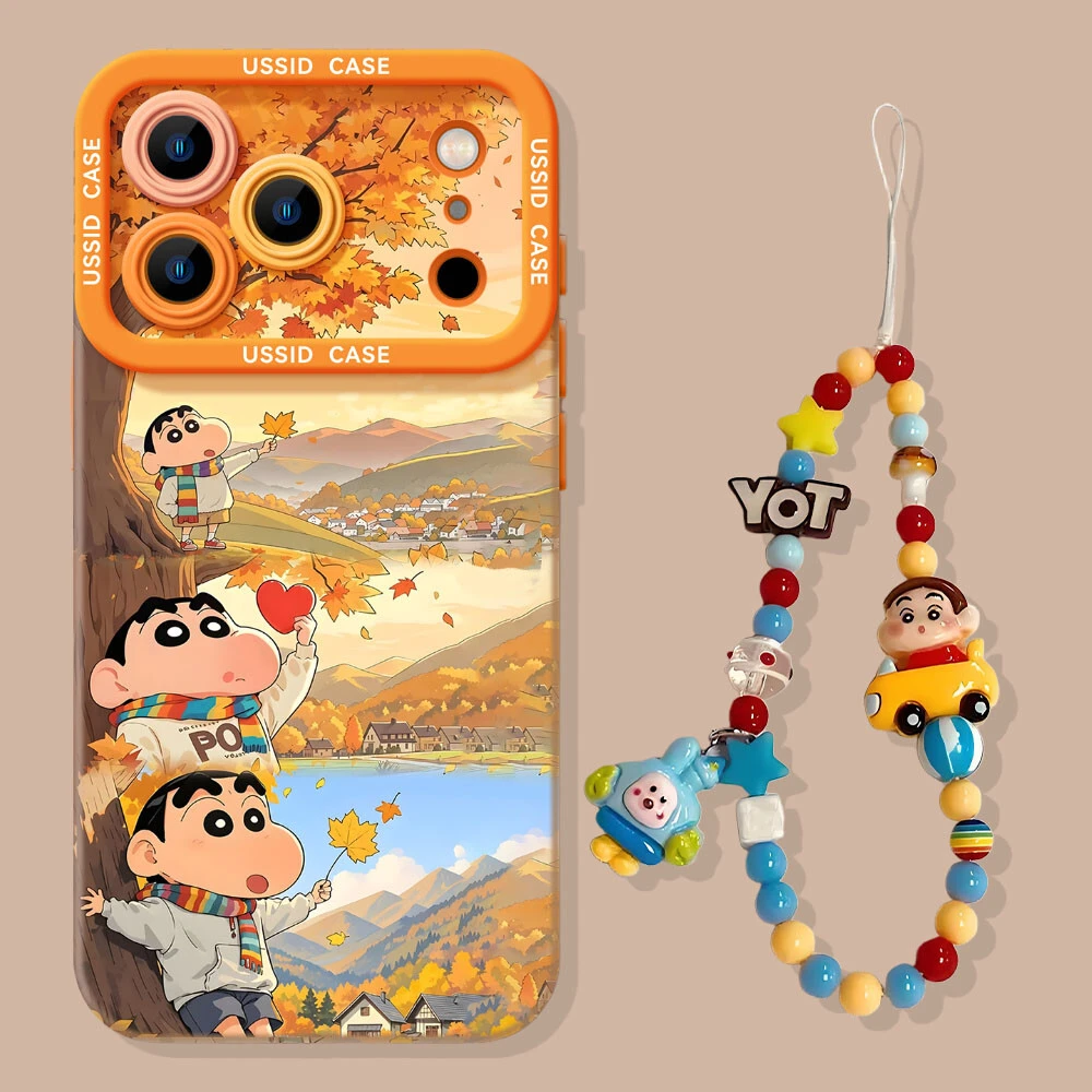 拼接蜡笔小新适用苹果17挂绳手机壳iphone16promax华为oppo小米17